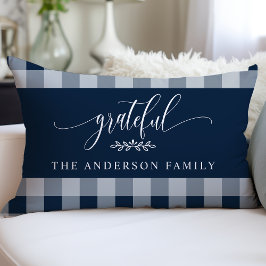 Almofada Lombar Marinho e Xadrez Buffalo Branco Personalizado Grat