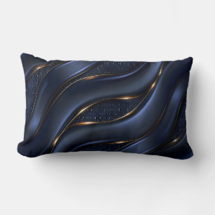 Almofada Lombar Marinho luxuoso azul e Abstrato Dourado