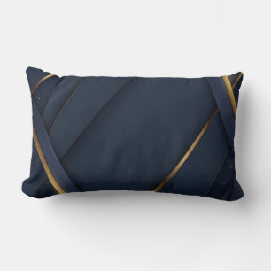Almofada Lombar Marinho moderno azul e geométrico Dourado
