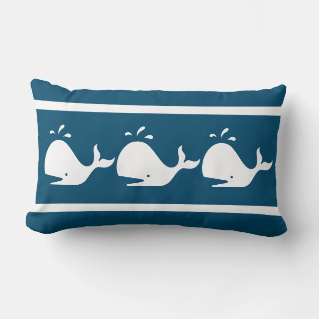 Almofada Lombar Marinho Náutico de Cristal BRANCO AZUL (Frente)