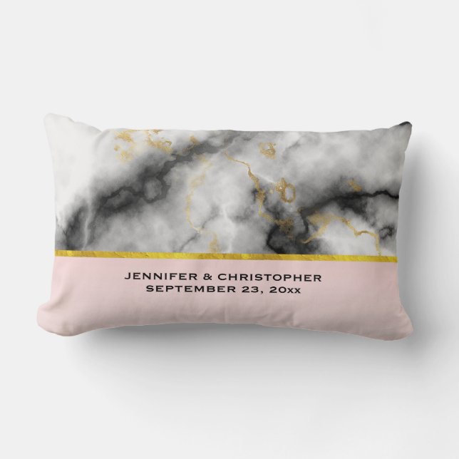 Almofada Lombar Mármore das Cinzas Brancas Modernas com Casamento  (Frente)