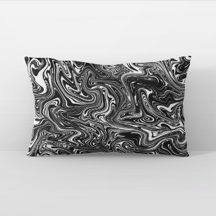 Almofada Lombar Mármore Líquido abstrato Preto e Branco