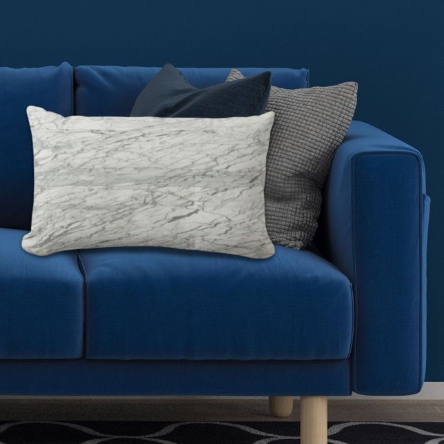 Almofada Lombar mármore na moda moderno de cinzas quicas (minimalist stylish modern chic grey marble lumbar pillow)