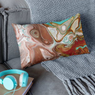 Almofada Lombar Maroon Vermelho Azul Turquesa Fluido Abstrato