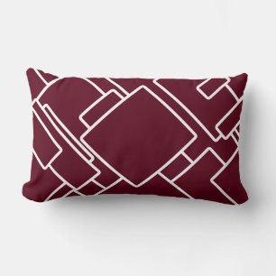 Almofada Lombar Maroon & White Modern Abstrato Geométrico