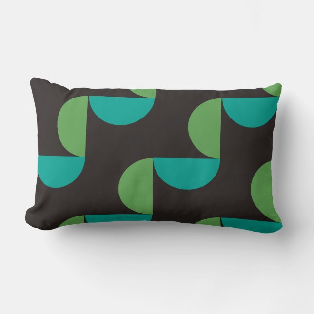 Almofada Lombar Médio Século Moderno Castanho verde e turquesa (Frente)