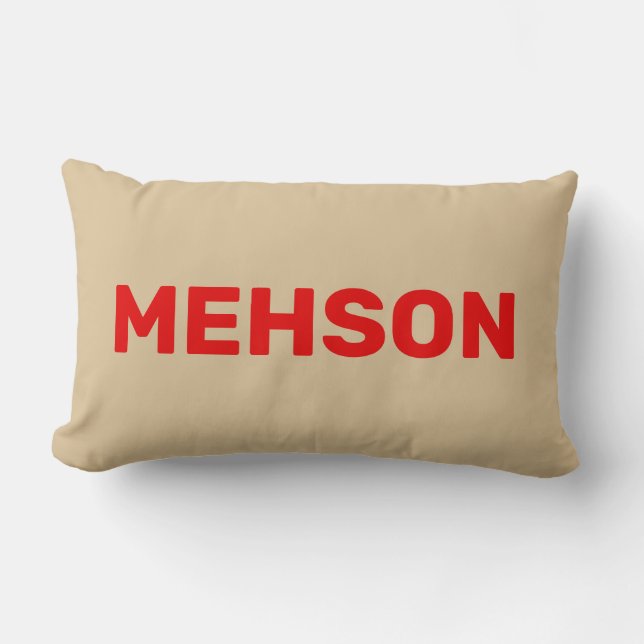 Almofada Lombar "MEHSON" | Texto vermelho gíria das Ilhas Virgens, (Frente)