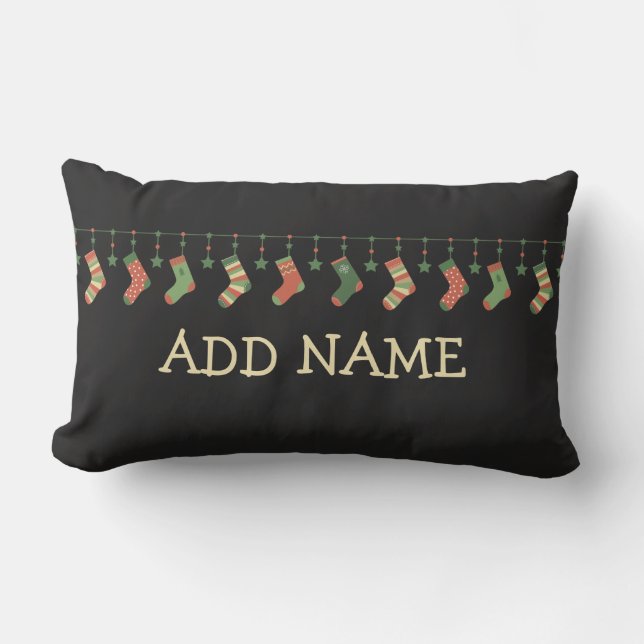 Almofada Lombar Meias de Natal - adicionar nome (Frente)