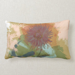 Almofada Lombar Meio século Floral Abstrato Lente Verde Dourado