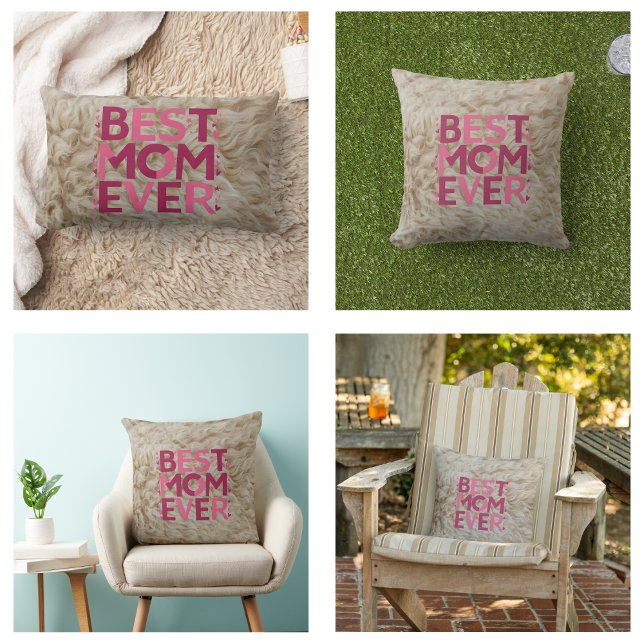Almofada Lombar Melhor Mãe de Todos Chic Rosa Elegante (Best Mom Ever Chic Pink Stylish Pillow)