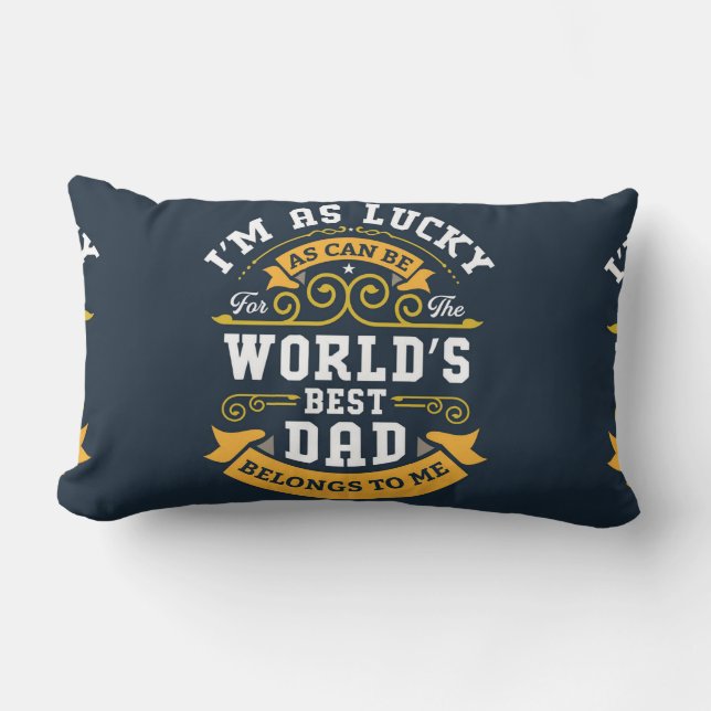 Almofada Lombar Melhor Pai do Mundo Laranja Branco Azul (Frente)