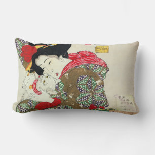 Almofada Lombar Menina japonesa com gato, Tsukioka Yoshitoshi