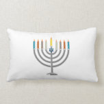 Almofada Lombar Menorah de Hanukkah<br><div class="desc">Travesseiro da madeira serrada do menorah de Hanukkah</div>