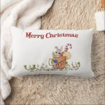 Almofada Lombar Merry Christmas Bunny Winter Cena<br><div class="desc">Os belos coelhos de inverno aparecem neste travesseiro lombar Feliz Natal.</div>