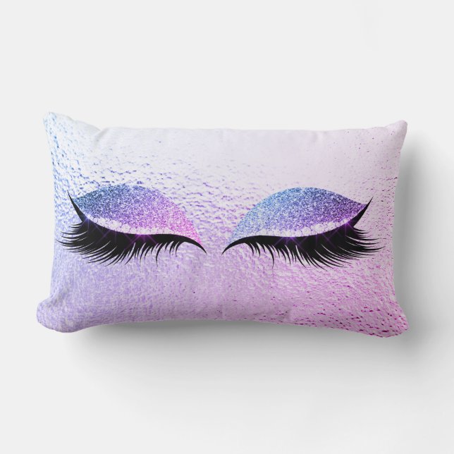 Almofada Lombar Miami Vivid Bright Pink Glitter Black Glam Makeup (Frente)