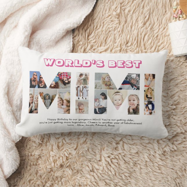 Almofada Lombar Mimi Photo Collage - Letra Cutout Avó Aniversário (Cobertor)