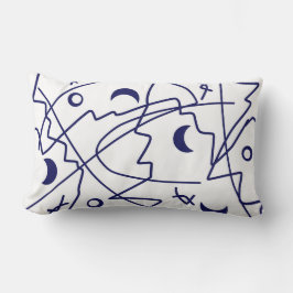 Almofada Lombar Minimalismo dos Círculos de Linha Branca Azul abst