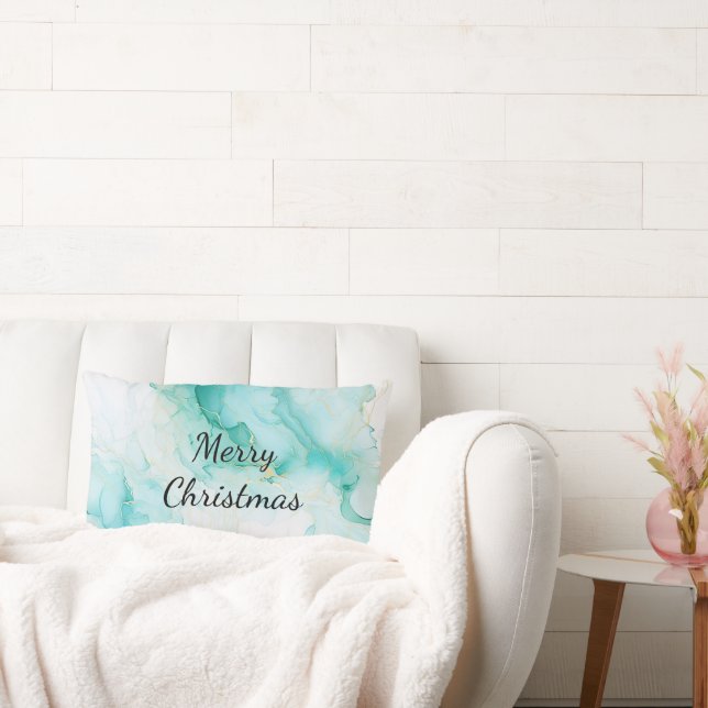 Almofada Lombar Mint Aqua Pearl Dourado Marble (Sofá)