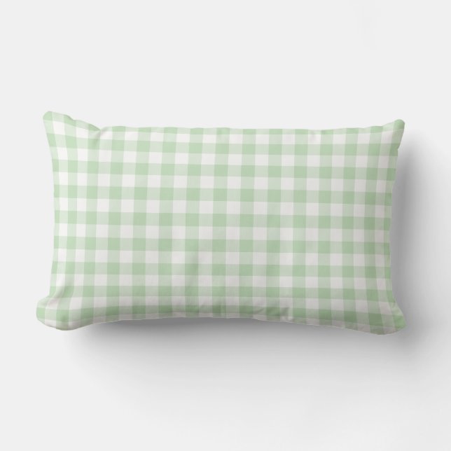 Almofada Lombar Mint Green e White Gingham Pattern (Frente)