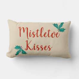 Almofada Lombar Mistletoe Kisses Holly Ivy Vintage Beige Holiday