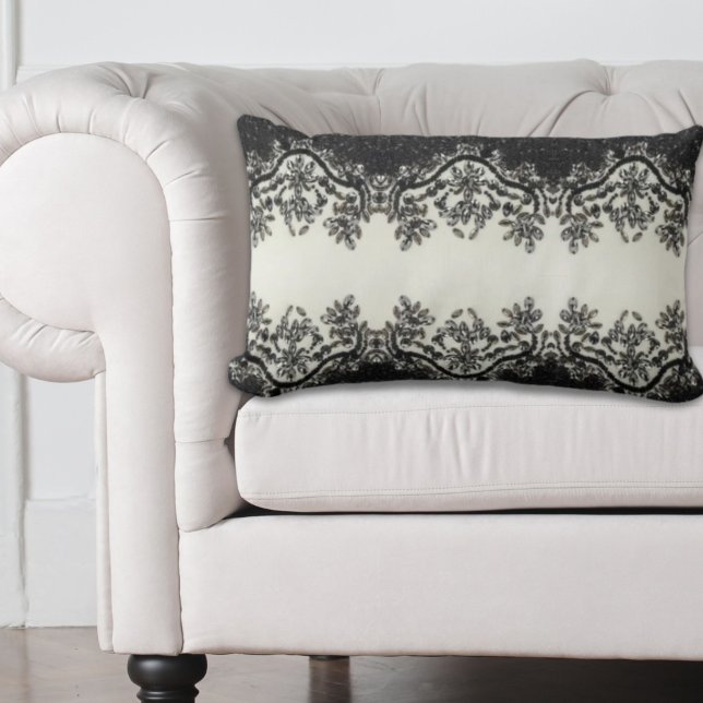 Almofada Lombar moda moda moda mocinha moda moda moda mocinha pret (trendy girly chic fashion vintage black and white lumbar pillow)