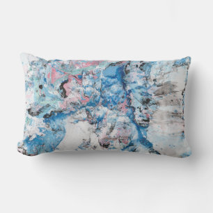 Almofada Lombar Modelo Abstrato de cor branca roxa, azul-rosa, cor