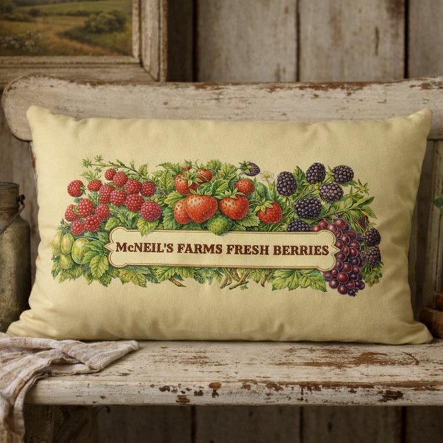Almofada Lombar Modelo de Frutas Vermelhas Frescas da Fazenda (Criador carregado)
