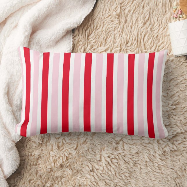 Almofada Lombar Modern Christmas Pink Red Stripes (Cobertor)