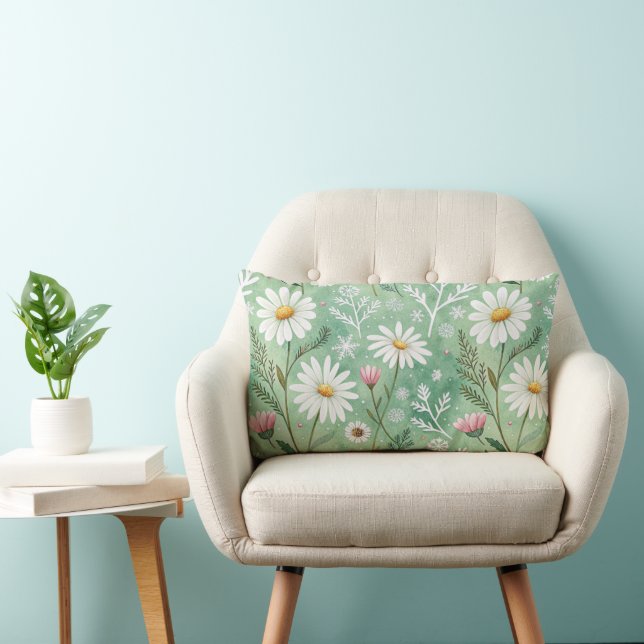 Almofada Lombar Modern  Daisy Flowers Winter pattern (Cadeira)