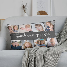 Almofada Lombar Modern Grandparents Photo Collage Heart Script