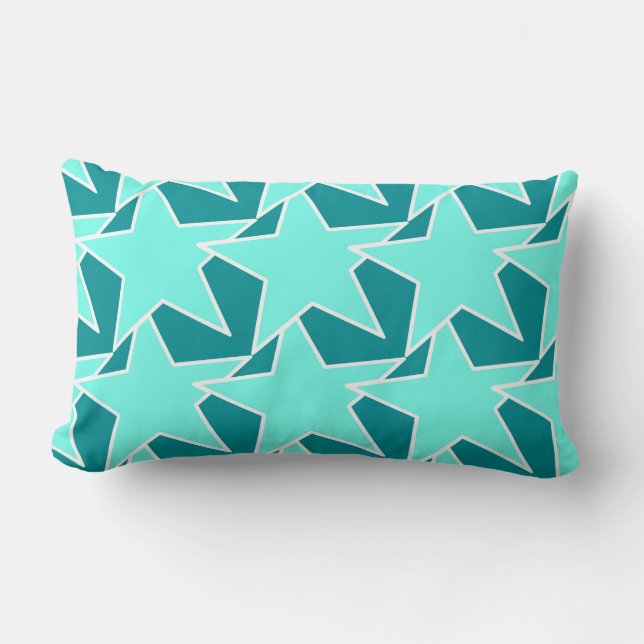 Almofada Lombar Modern Star Geométrico - Aqua e turquesa (Frente)