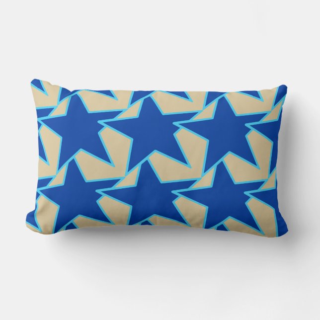 Almofada Lombar Modern Star Geométrico - azul de cobalto e esticad (Frente)
