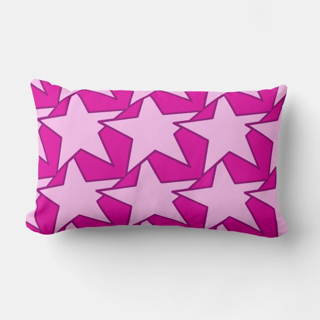 Almofada Lombar Modern Star Geométrico - Fúcsia e rosa-gelo (Frente)