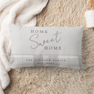 Almofada Lombar Moderno Xadrez Cinza Tartan Home Sweet Home