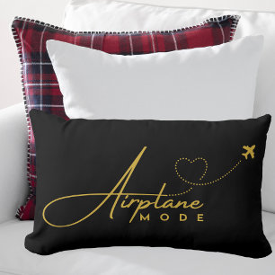 Almofada Lombar Modo de avião, Viagem, Minimalista, Dourado, Aviaç