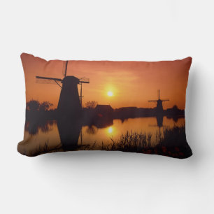Almofada Lombar Moinhos de vento ao pôr do sol, Kinderdijk, Holand