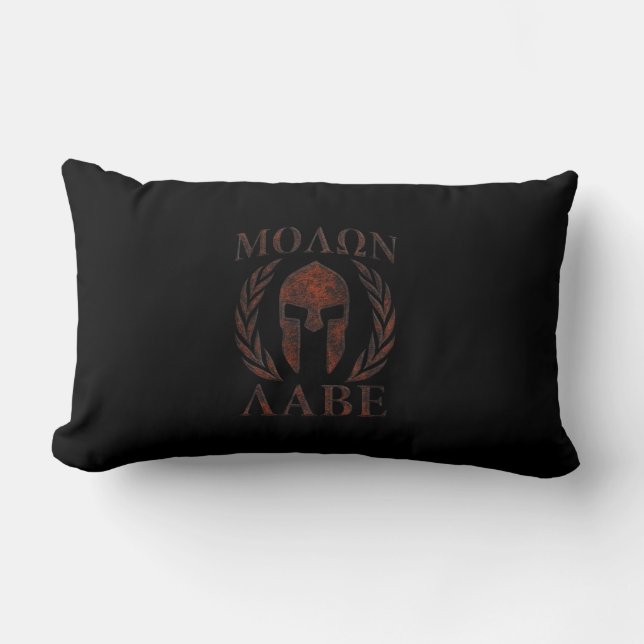 Almofada Lombar Molon Labe Spartan Warrior Iron Laurels Mask (Frente)