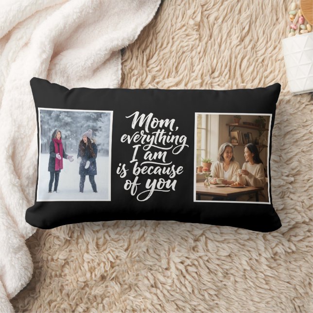Almofada Lombar Mom Everything I Am Brush Script 2 Photo Black (Cobertor)