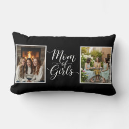 Almofada Lombar Mom of Girls Elegant Script Double Photo Black