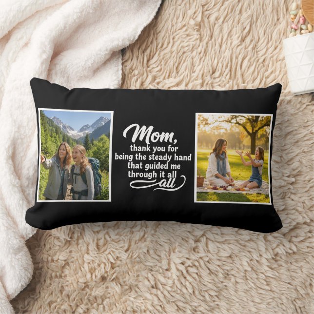 Almofada Lombar Mom Steady Hand Guided Me Script 2 Photo Black (Cobertor)
