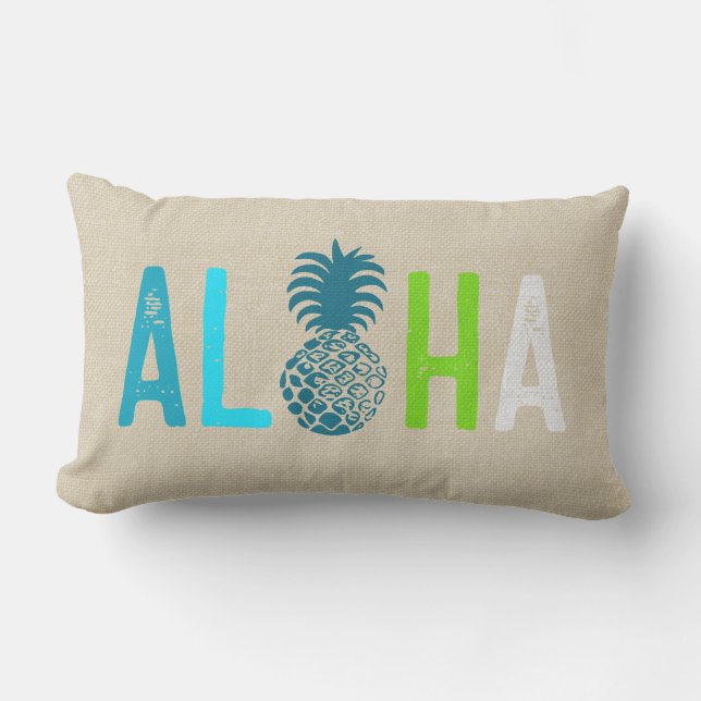 Almofada Lombar Momona Pineapple Aloha Hawaiai Tropical Legal (Frente)