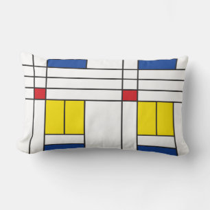 Almofada Lombar Mondrian II Design de Arte Moderna Minimalista De 
