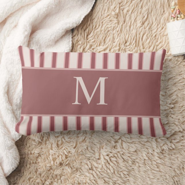 Almofada Lombar Monogram Retro Stripes Pink Burgundy (Cobertor)