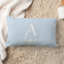Almofada Lombar Monograma Azul Céu Elegante