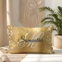 Monograma de Glittery Dourado em Seda