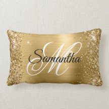 Monograma de Glittery Dourado em Seda
