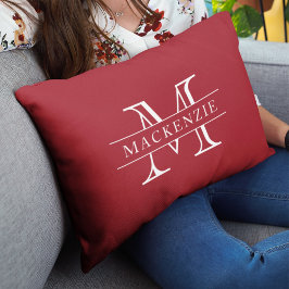 Almofada Lombar Monograma de Nome de Borda Clássica de Cores Editá
