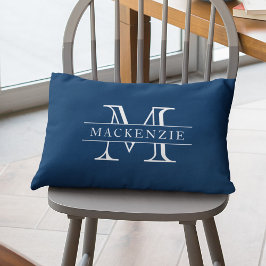 Almofada Lombar Monograma de Nome de Borda Clássica de Cores Editá