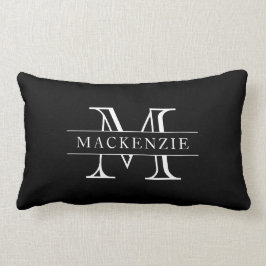 Almofada Lombar Monograma de Nome de Borda Clássica de Cores Editá