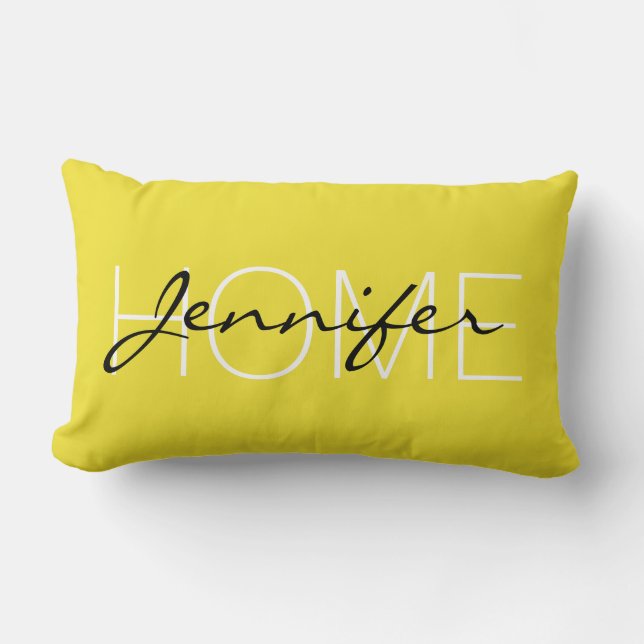 Almofada Lombar Monograma doméstico de cor Dandelion (Frente)